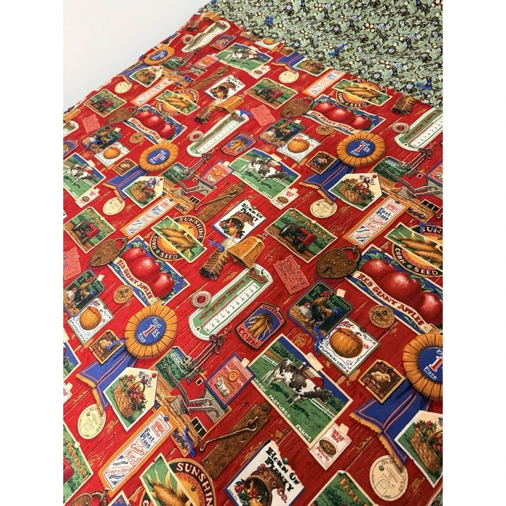Handmade Quilt 54.5 X 73.5 Farmhouse Antiques Barn Cow Farm Western Blanket Barn